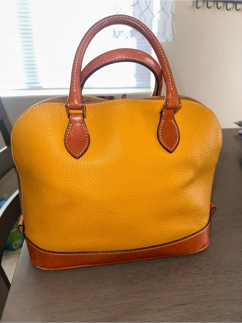 Dooney & Bourke Yellow and Brown Dome Satchel used excellent condition $100 OBO - Picture 12 of 14